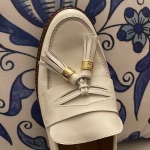 White Stuart Weitzman loafers